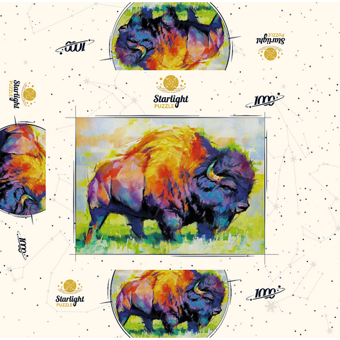 Colorful American Bison in Abstract Style 1000 Jigsaw Puzzle box 3D Modell