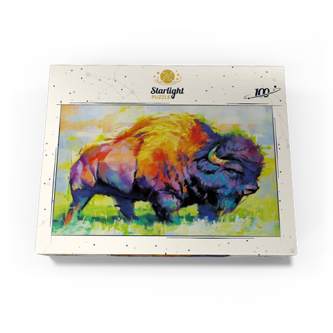 Colorful American Bison in Abstract Style 100 Jigsaw Puzzle box view3