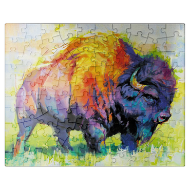 puzzleplate Colorful American Bison in Abstract Style 100 Jigsaw Puzzle