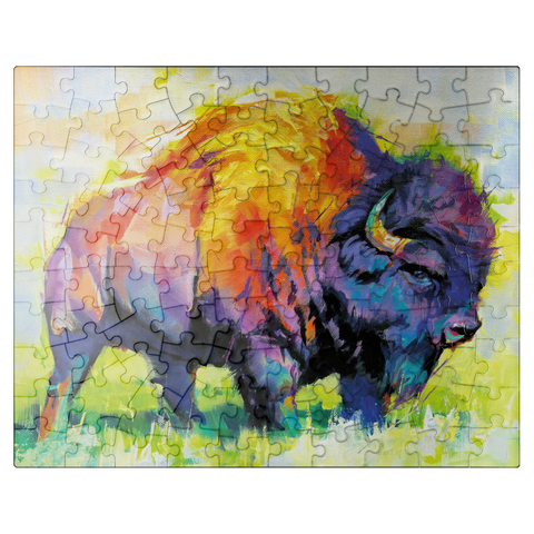 puzzleplate Colorful American Bison in Abstract Style 100 Jigsaw Puzzle