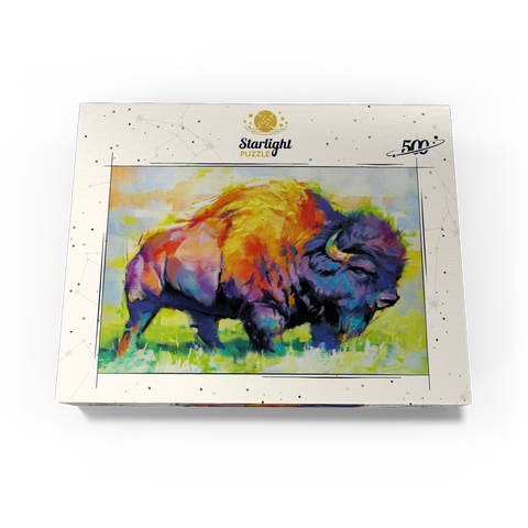 Colorful American Bison in Abstract Style 500 Jigsaw Puzzle box view3