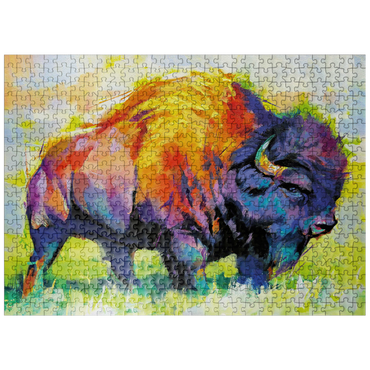 puzzleplate Colorful American Bison in Abstract Style 500 Jigsaw Puzzle