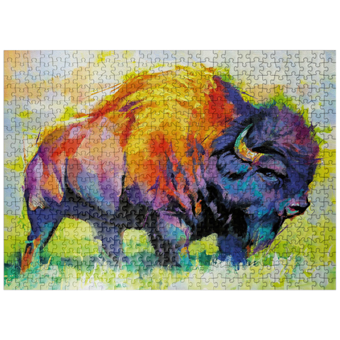 puzzleplate Colorful American Bison in Abstract Style 500 Jigsaw Puzzle
