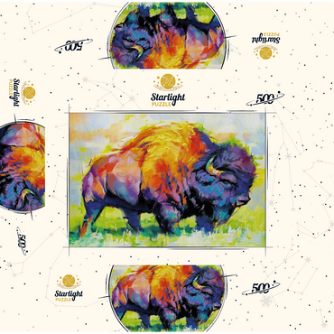 Colorful American Bison in Abstract Style 500 Jigsaw Puzzle box 3D Modell