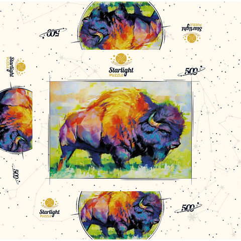 Colorful American Bison in Abstract Style 500 Jigsaw Puzzle box 3D Modell