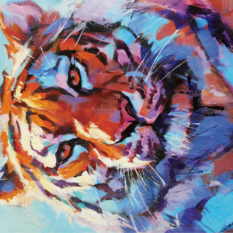 Vibrant Bengal Tiger Expressionist Portrait 100 Jigsaw Puzzle 3D Modell