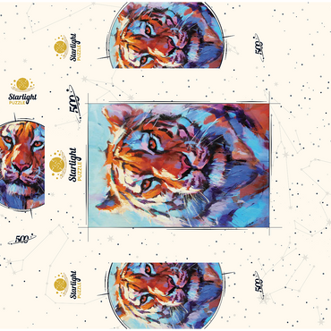 Vibrant Bengal Tiger Expressionist Portrait 500 Jigsaw Puzzle box 3D Modell