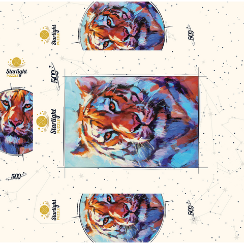 Vibrant Bengal Tiger Expressionist Portrait 500 Jigsaw Puzzle box 3D Modell