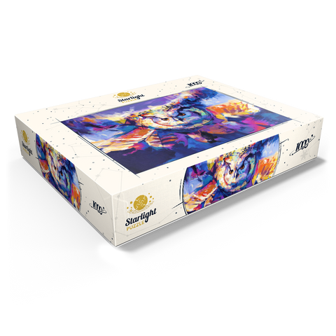 Colorful Great Horned Owl in Flight 1000 Jigsaw Puzzle box view1