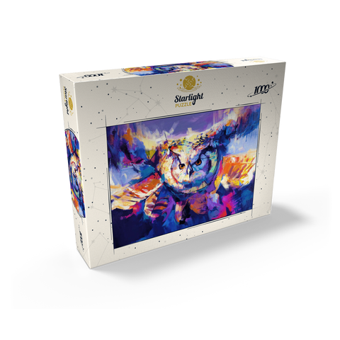 Colorful Great Horned Owl in Flight 1000 Jigsaw Puzzle box view2