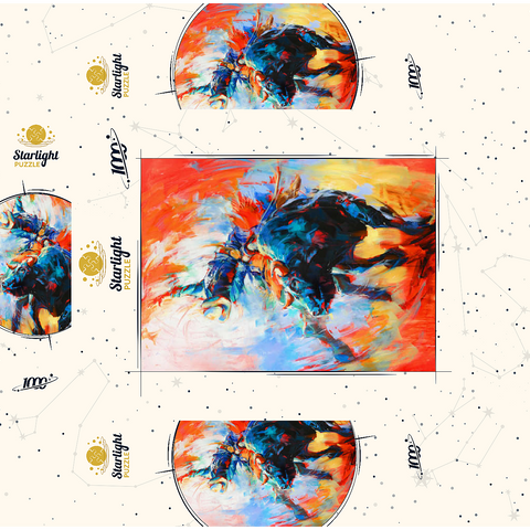 Rodeo Bull Rider in Vivid Motion 1000 Jigsaw Puzzle box 3D Modell