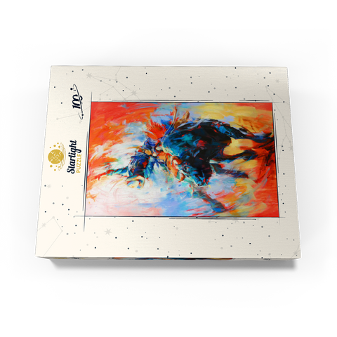 Rodeo Bull Rider in Vivid Motion 100 Jigsaw Puzzle box view3