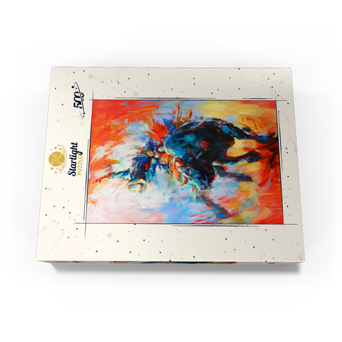 Rodeo Bull Rider in Vivid Motion 500 Jigsaw Puzzle box view3