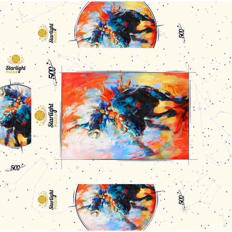 Rodeo Bull Rider in Vivid Motion 500 Jigsaw Puzzle box 3D Modell