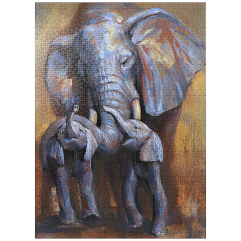 puzzleplate African Elephants Mother and Calves 1000 Jigsaw Puzzle