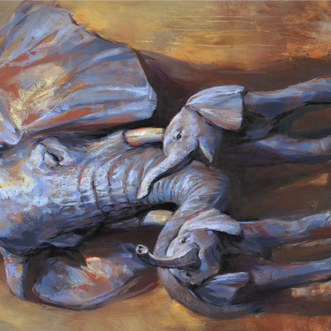 African Elephants Mother and Calves 1000 Jigsaw Puzzle 3D Modell