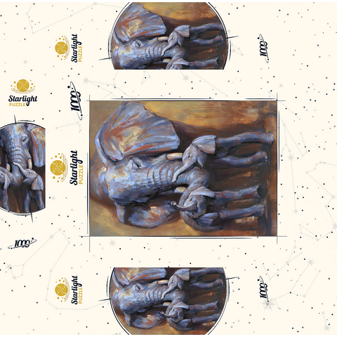 African Elephants Mother and Calves 1000 Jigsaw Puzzle box 3D Modell