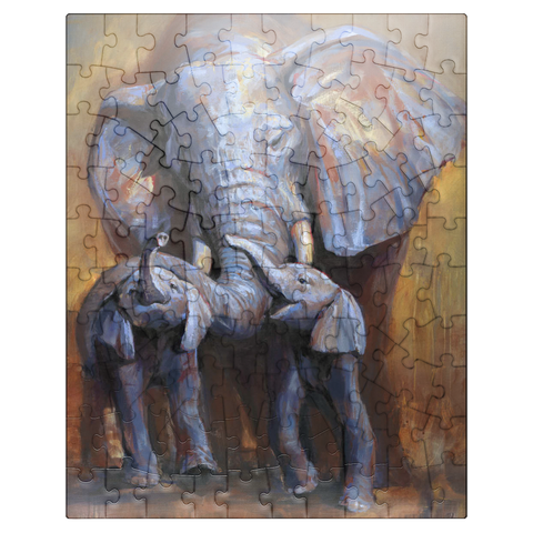puzzleplate African Elephants Mother and Calves 100 Jigsaw Puzzle