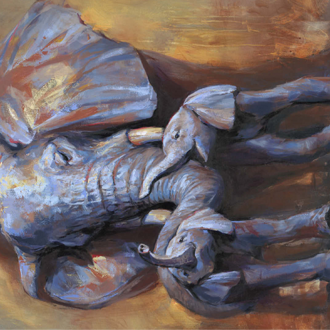 African Elephants Mother and Calves 100 Jigsaw Puzzle 3D Modell