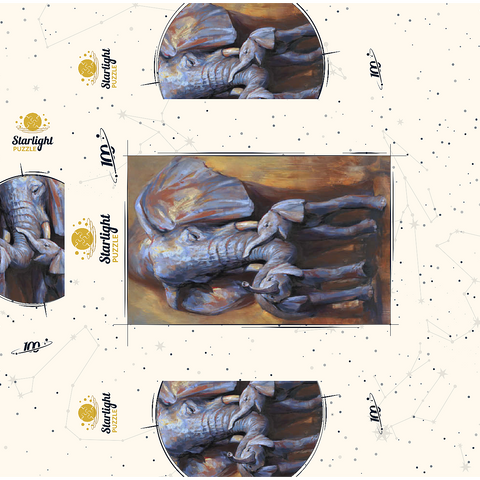 African Elephants Mother and Calves 100 Jigsaw Puzzle box 3D Modell