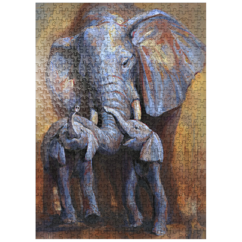 puzzleplate African Elephants Mother and Calves 500 Jigsaw Puzzle