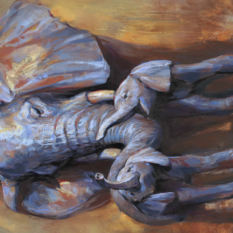 African Elephants Mother and Calves 500 Jigsaw Puzzle 3D Modell