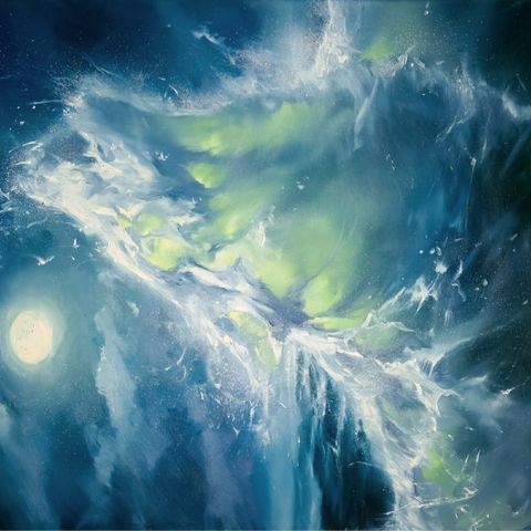 Moonlit Ocean Wave in Abstract Motion 100 Jigsaw Puzzle 3D Modell