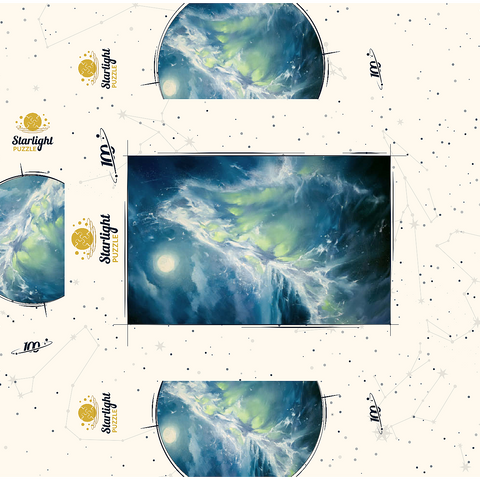 Moonlit Ocean Wave in Abstract Motion 100 Jigsaw Puzzle box 3D Modell