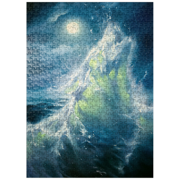 puzzleplate Moonlit Ocean Wave in Abstract Motion 500 Jigsaw Puzzle