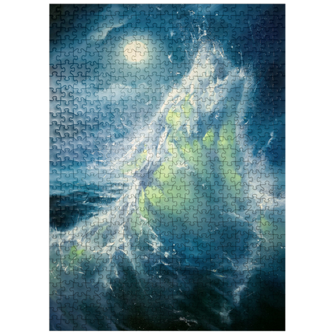 puzzleplate Moonlit Ocean Wave in Abstract Motion 500 Jigsaw Puzzle