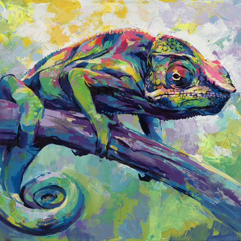 Colorful Panther Chameleon on Tree Branch 1000 Jigsaw Puzzle 3D Modell