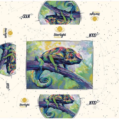 Colorful Panther Chameleon on Tree Branch 1000 Jigsaw Puzzle box 3D Modell