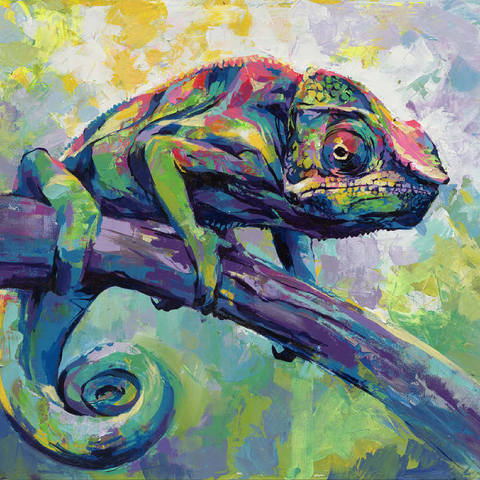Colorful Panther Chameleon on Tree Branch 100 Jigsaw Puzzle 3D Modell