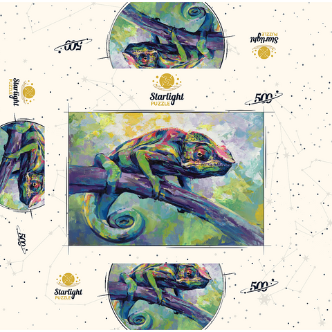 Colorful Panther Chameleon on Tree Branch 500 Jigsaw Puzzle box 3D Modell