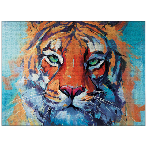 puzzleplate Vibrant Bengal Tiger Close-Up Painting 1000 Jigsaw Puzzle