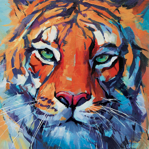 Vibrant Bengal Tiger Close-Up Painting 1000 Jigsaw Puzzle 3D Modell