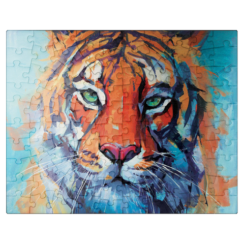 puzzleplate Vibrant Bengal Tiger Close-Up Painting 100 Jigsaw Puzzle