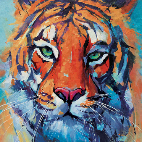 Vibrant Bengal Tiger Close-Up Painting 100 Jigsaw Puzzle 3D Modell