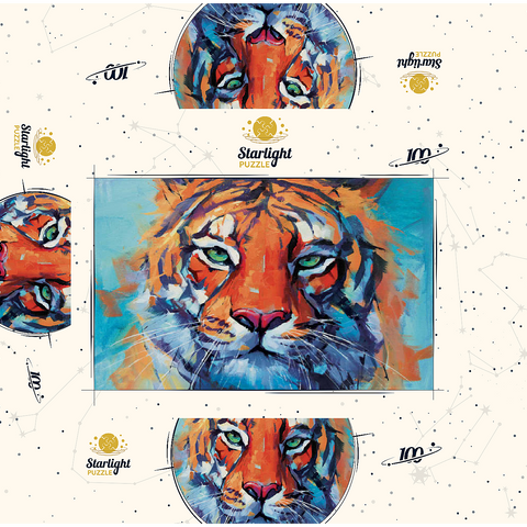 Vibrant Bengal Tiger Close-Up Painting 100 Jigsaw Puzzle box 3D Modell