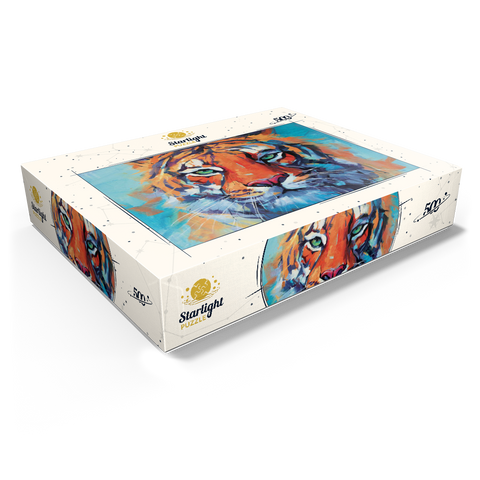 Vibrant Bengal Tiger Close-Up Painting 500 Jigsaw Puzzle box view1