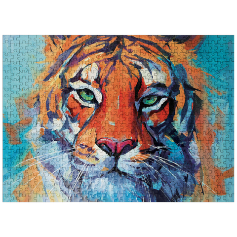 puzzleplate Vibrant Bengal Tiger Close-Up Painting 500 Jigsaw Puzzle
