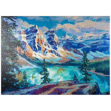 puzzleplate Snow-Capped Peaks Above Emerald Lake 1000 Jigsaw Puzzle