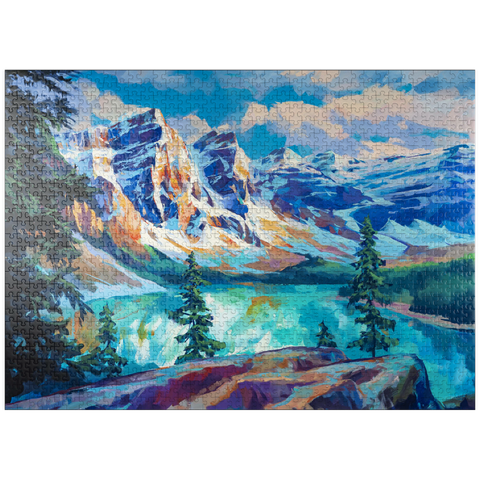 puzzleplate Snow-Capped Peaks Above Emerald Lake 1000 Jigsaw Puzzle