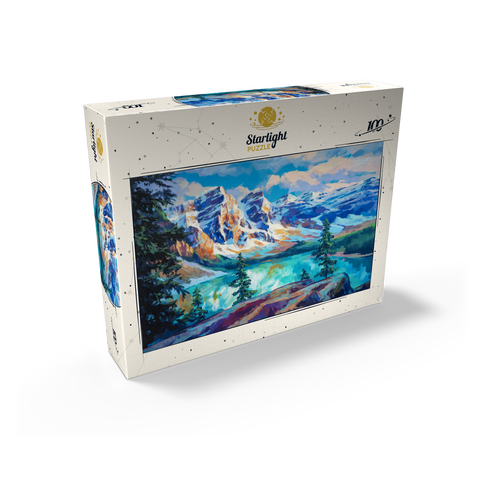Snow-Capped Peaks Above Emerald Lake 100 Jigsaw Puzzle box view2