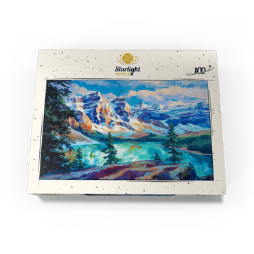 Snow-Capped Peaks Above Emerald Lake 100 Jigsaw Puzzle box view3