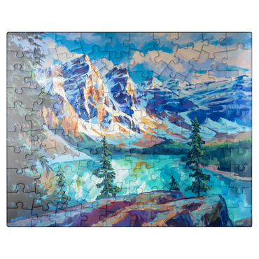 puzzleplate Snow-Capped Peaks Above Emerald Lake 100 Jigsaw Puzzle