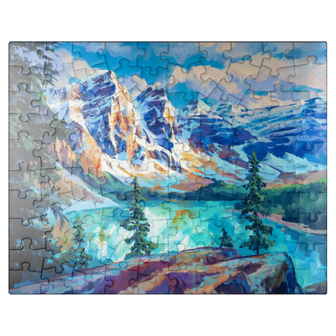 puzzleplate Snow-Capped Peaks Above Emerald Lake 100 Jigsaw Puzzle