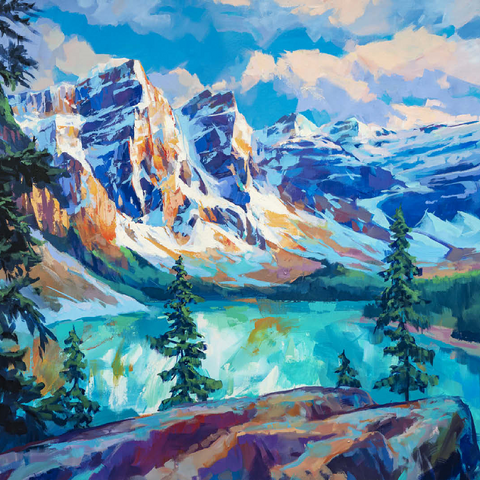 Snow-Capped Peaks Above Emerald Lake 100 Jigsaw Puzzle 3D Modell