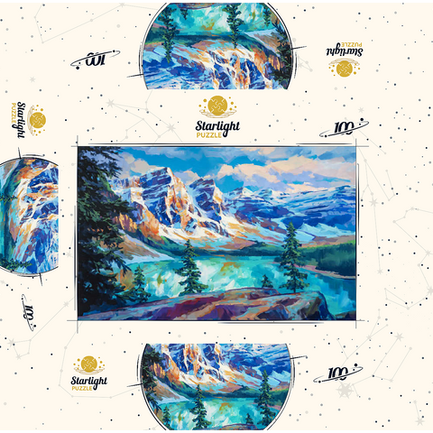 Snow-Capped Peaks Above Emerald Lake 100 Jigsaw Puzzle box 3D Modell