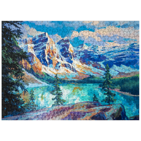 puzzleplate Snow-Capped Peaks Above Emerald Lake 500 Jigsaw Puzzle